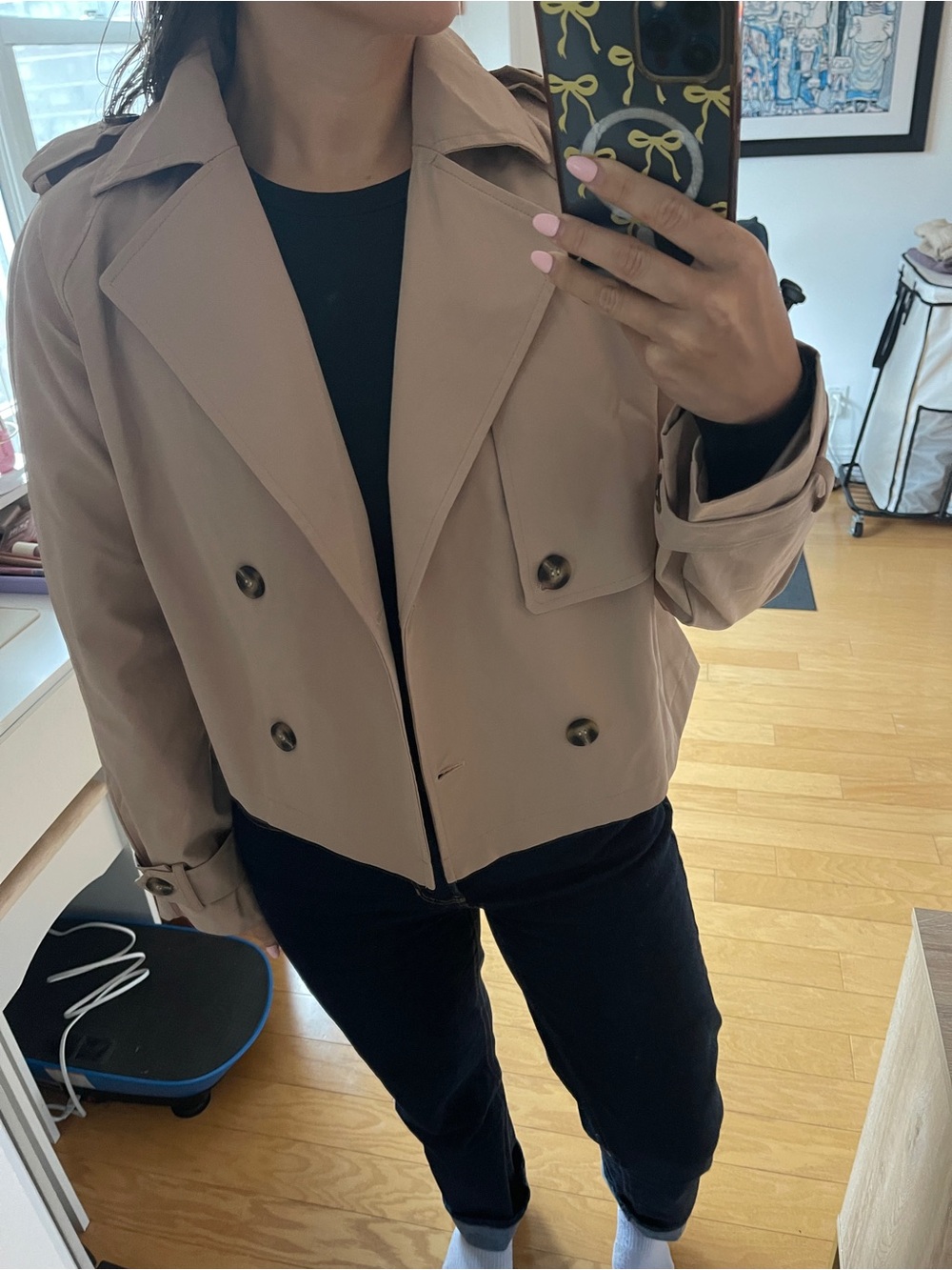 Cropped Beige Trench Jacket
